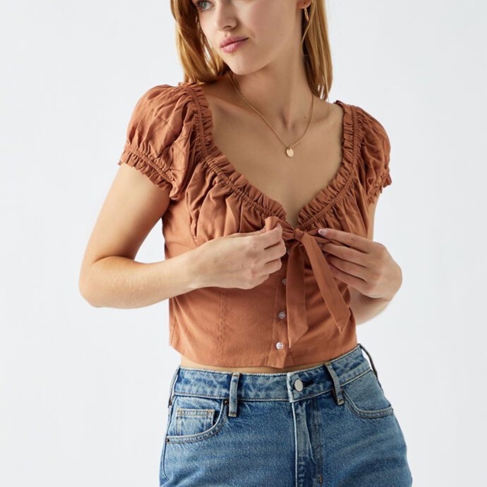 Kendall & Kylie Tie Front Bustier Top